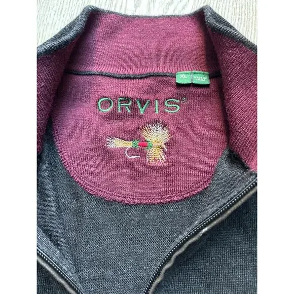 Orvis Gray Wool Quarter-Zip Sweater 2.0 XL